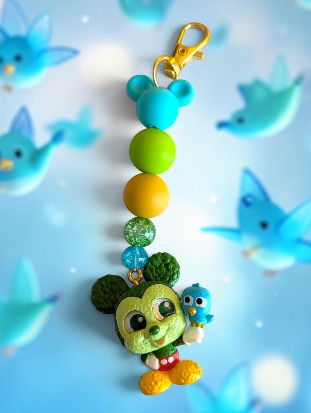 Handmade Mickey In Full Bloom Bag Charm/ Keychain
